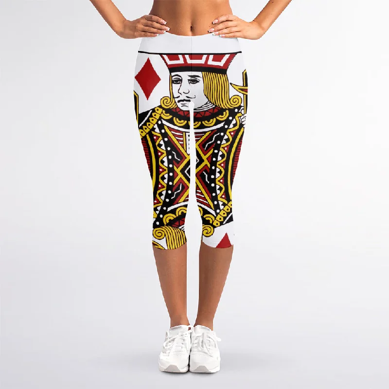 Jack Of Diamonds Playing Card Print Women's Capri Leggings Stylish Winter-Ready Leggings Jack Of Diamonds Playing Card Print Women's Capri Leggings Stylish Winter-Ready Leggings