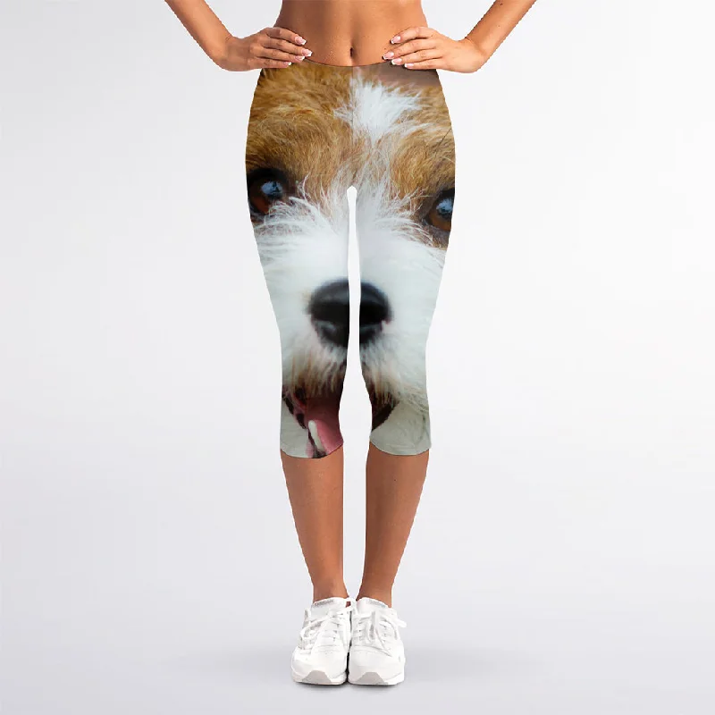 Jack Russell Terrier Portrait Print Women's Capri Leggings Trendy Ombre Effect Leggings Jack Russell Terrier Portrait Print Women's Capri Leggings Trendy Ombre Effect Leggings