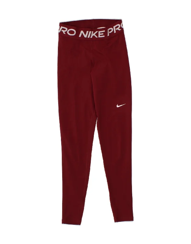 NIKE Womens Graphic Leggings UK 6 XS  Maroon Polyester Trendy Digital Print Leggings