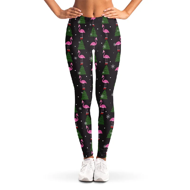 Pink Christmas Flamingo Pattern Print Women's Leggings Stylish Colorful Activewear Leggings Pink Christmas Flamingo Pattern Print Women's Leggings Stylish Colorful Activewear Leggings