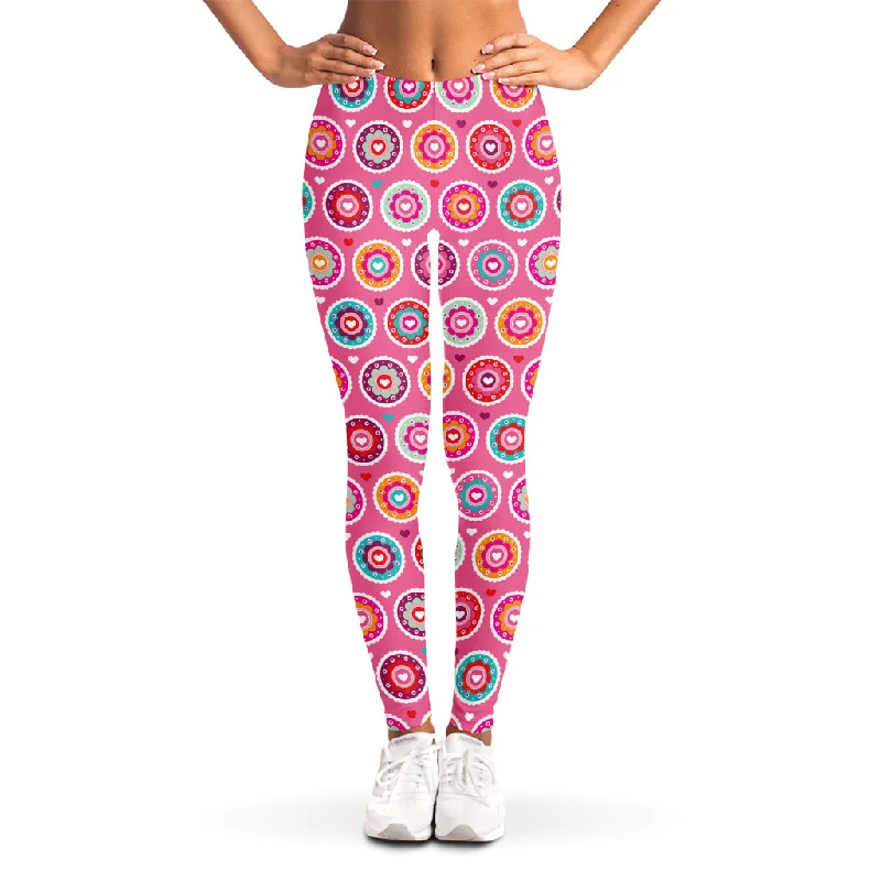 Pink Girly Flower Pattern Print Women's Leggings Stylish Sweat-Proof Leggings