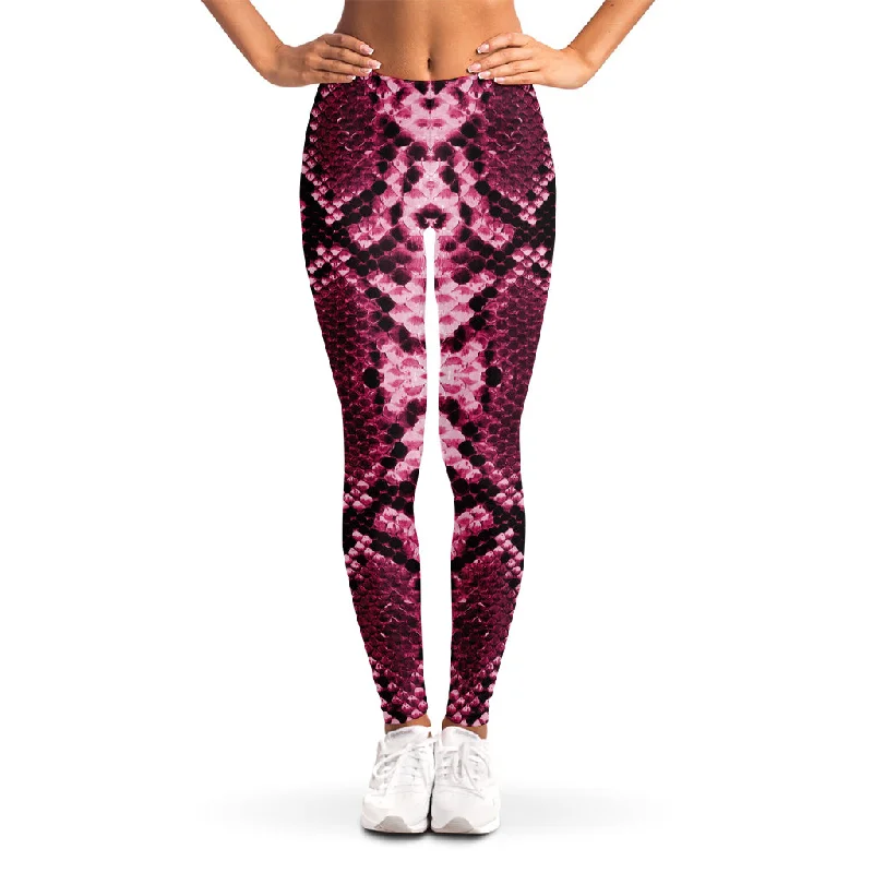 Pink Python Snakeskin Print Women's Leggings Fashionable Moisture-Wicking Leggings