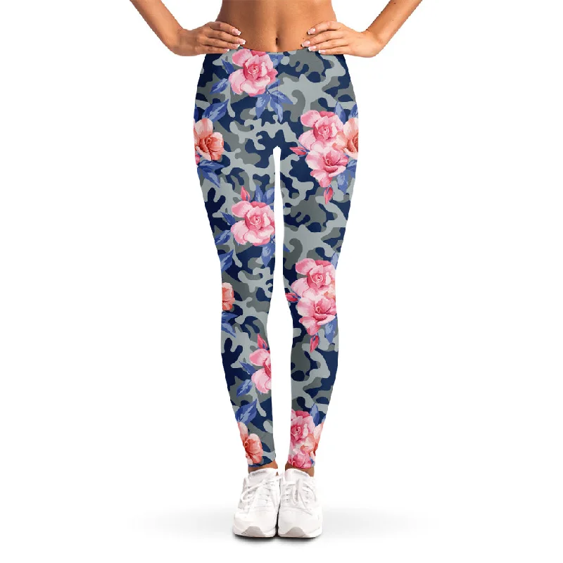 Pink Rose Flower Camouflage Print Women's Leggings Stylish Colorful Activewear Leggings Pink Rose Flower Camouflage Print Women's Leggings Stylish Colorful Activewear Leggings