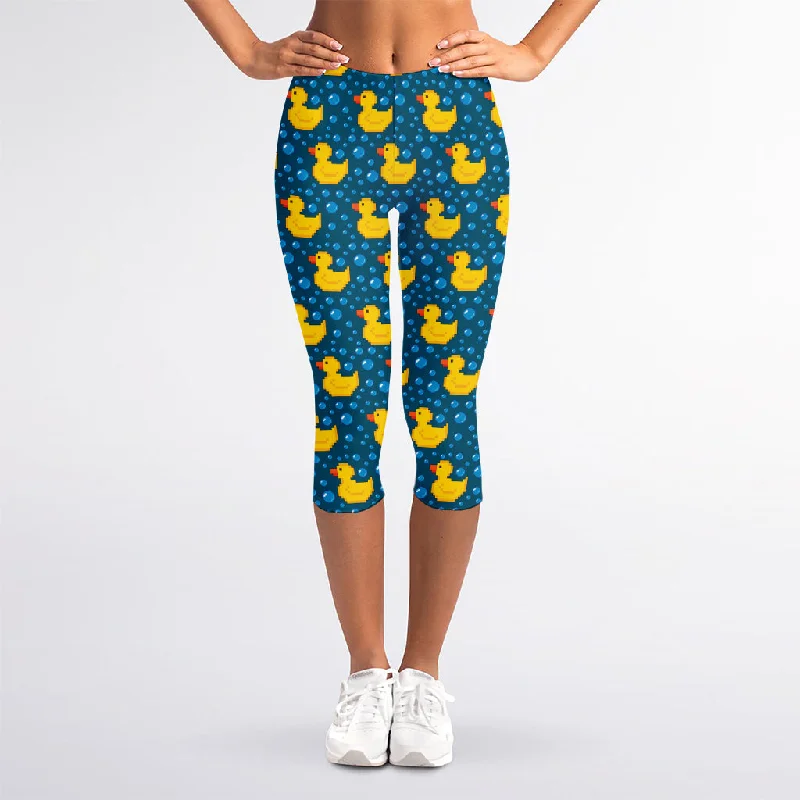 Pixel Rubber Duck Pattern Print Women's Capri Leggings Fashionable Smooth Fit Leggings Pixel Rubber Duck Pattern Print Women's Capri Leggings Fashionable Smooth Fit Leggings