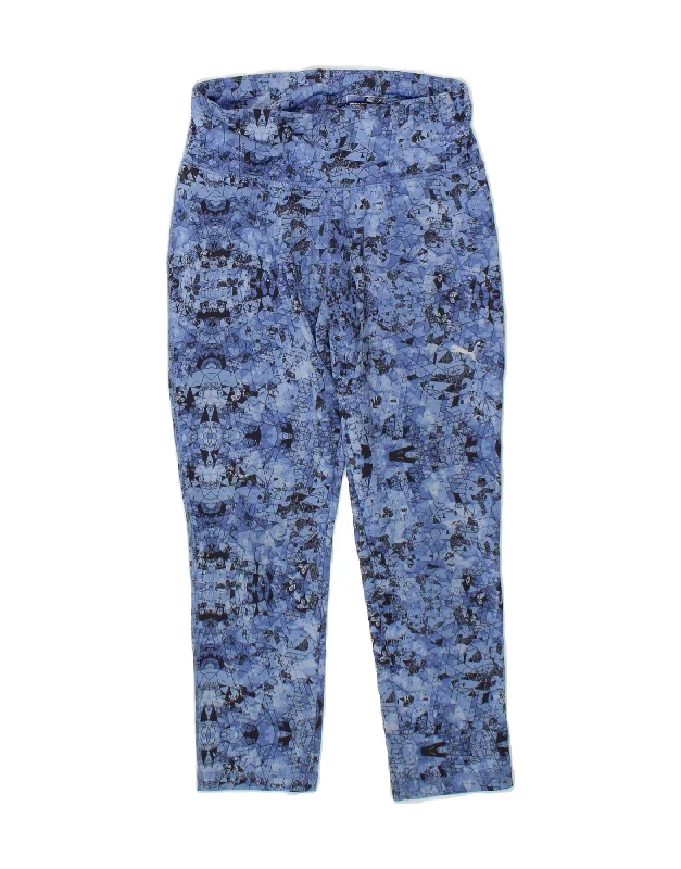 PUMA Womens Capri Leggings UK 10 Small Blue Geometric Comfortable Fleece-Lined Leggings PUMA Womens Capri Leggings UK 10 Small Blue Geometric Comfortable Fleece-Lined Leggings