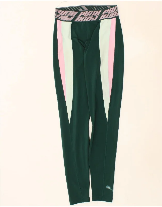 PUMA Womens Graphic Leggings UK 12 Medium Green Colourblock Polyester Elegant Embellished Leggings PUMA Womens Graphic Leggings UK 12 Medium Green Colourblock Polyester Elegant Embellished Leggings