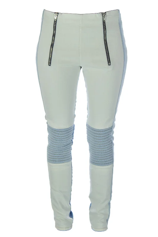 SURFACE TO AIR Women's Lt Blue + Ecru Ella Denim Leggings $245 NEW Cozy Fashion Leggings SURFACE TO AIR Women's Lt Blue + Ecru Ella Denim Leggings $245 NEW Cozy Fashion Leggings